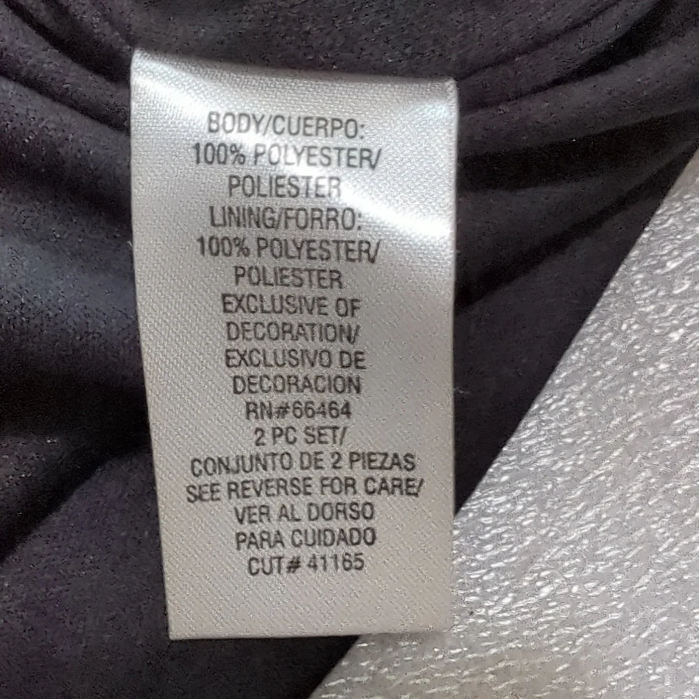 NWOT Studio I Women's 2 Piece Black Floral Chiffon Dress With Blue Jacket Size14 - Picture 8 of 9